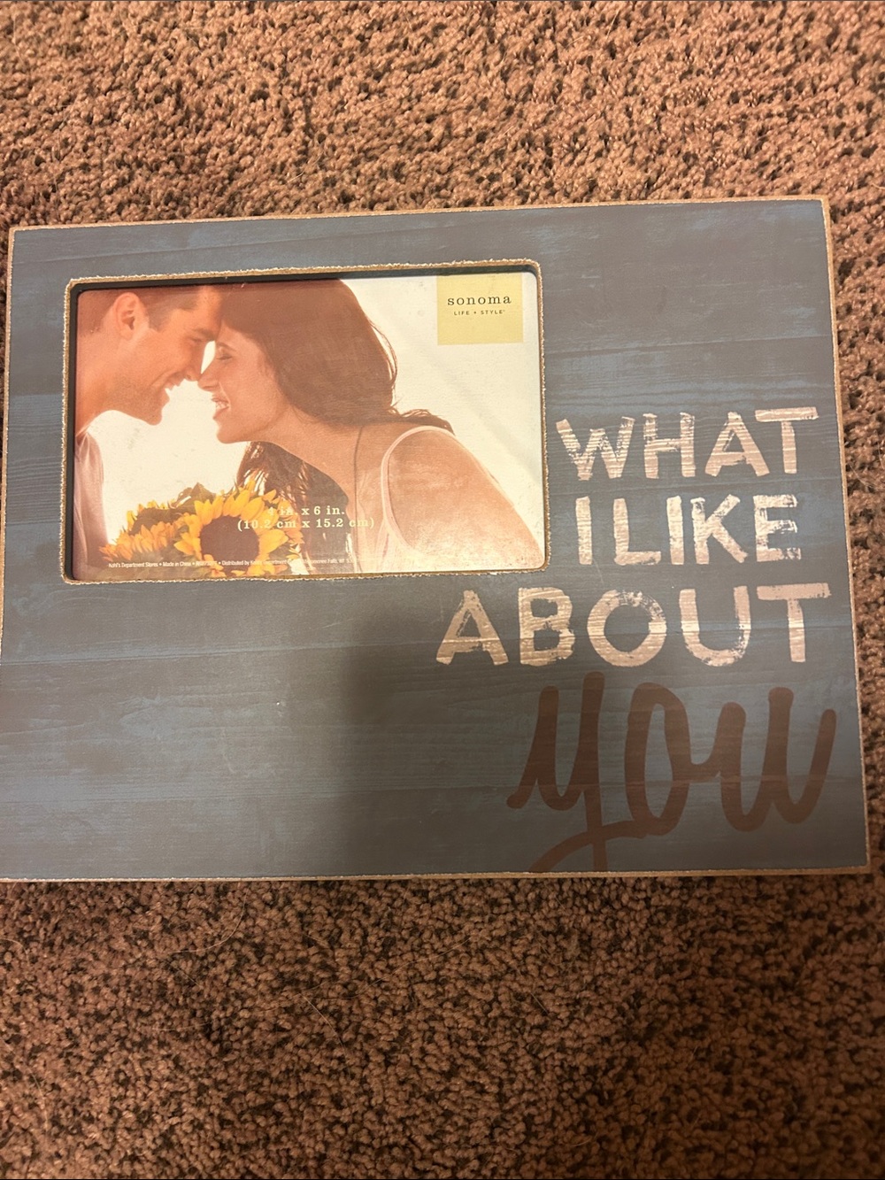 Sonoma blue and brown "What I Like About You" Photo Frame